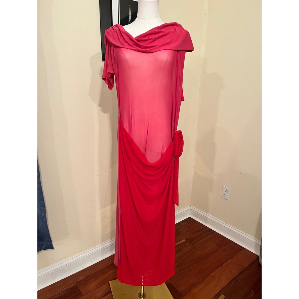 NWT Never Fully Dressed Ella Wrap Dress Pink Red One Shoulder US 18 - Picture 3 of 8